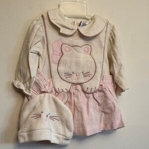 Vintage Mayfair company Adorable Cat-Themed Baby Outfit with Hat